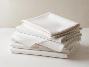 Freshly pressed white tablecloth after professional dry cleaning at Bims Laundry Cafe in Mill Creek