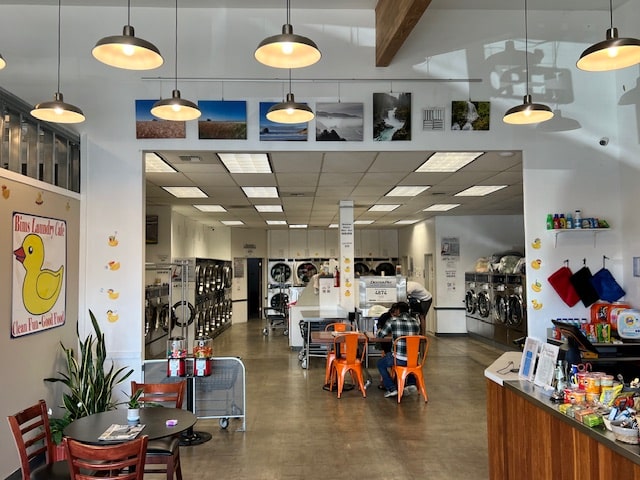 Bims Laundry Cafe interior with modern laundry machines and seating