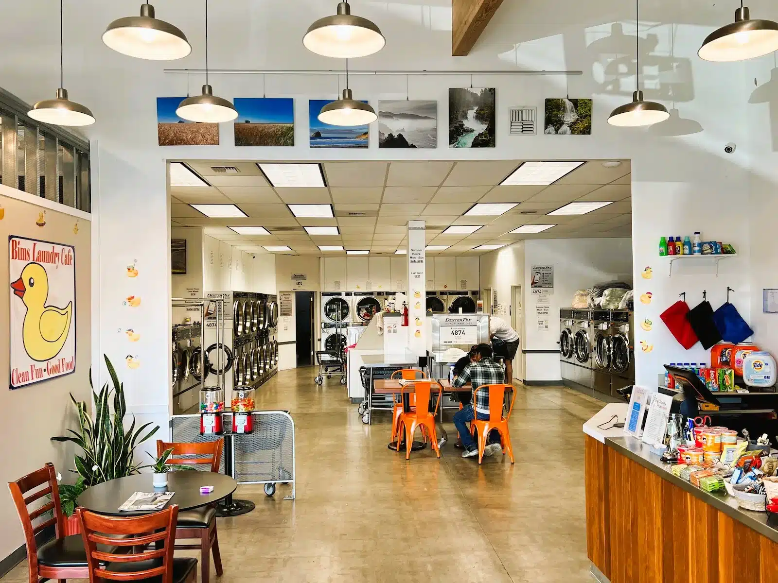 Bright interior of Bims Laundry Café, Everett