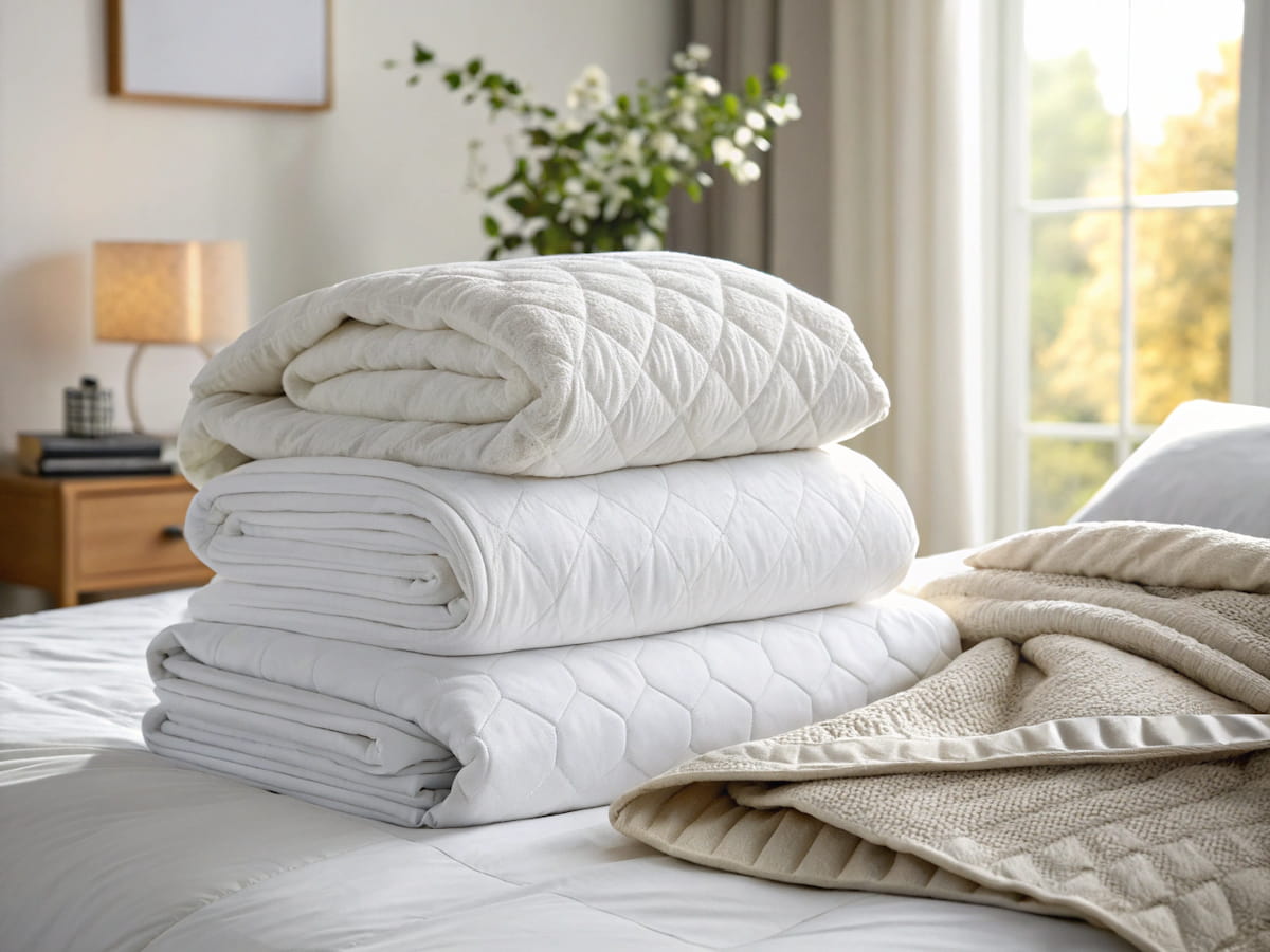Comforters and blankets neatly stacked — professional pickup & delivery.